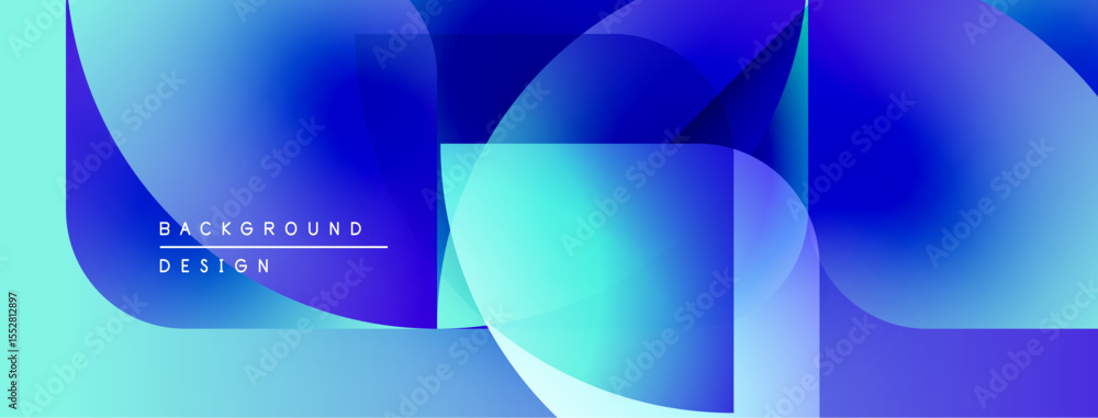 Poster abstract fluid shapes, vibrant blue hues, modern design. gradient colors create dynamic visual effec