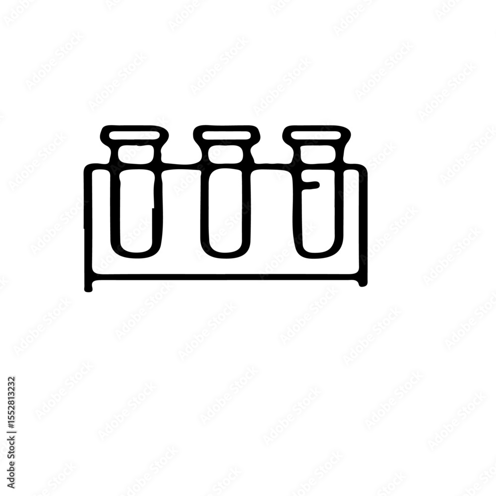 Poster a simple line drawing of three test tubes in a rack on a white background