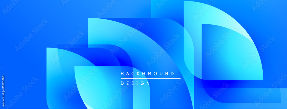 Poster Abstract blue gradients form dynamic shapes. Text reads background design centered within composition. Modern, vibrant visual element.