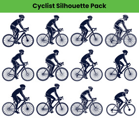 Obraz premium Cyclist Silhouette Pack Images of Bicyclists Riding Bikes, 