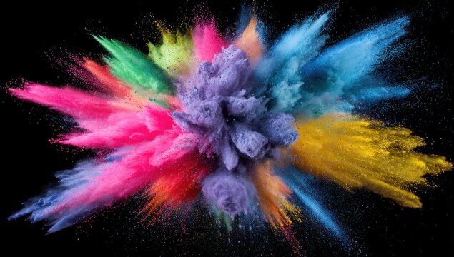 Colorful powder explosion on black background (4)