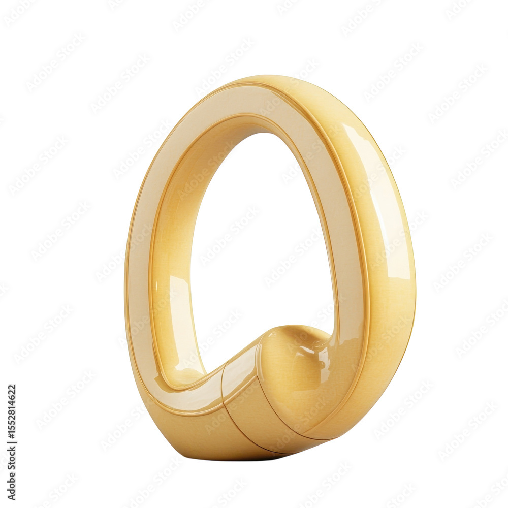 Fototapete elegant cream loop sculpture minimal 3d rendering modern art design on on transparent background