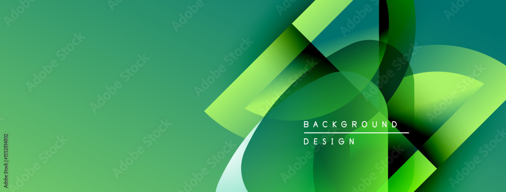 Poster Abstract green background. Overlapping shapes create dynamic visual effect. Modern design elements present clean aesthetic.