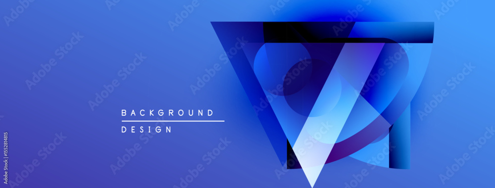 Aufkleber Abstract geometric design. Blue gradients create layered triangular shape. Modern background suitable for digital projects.