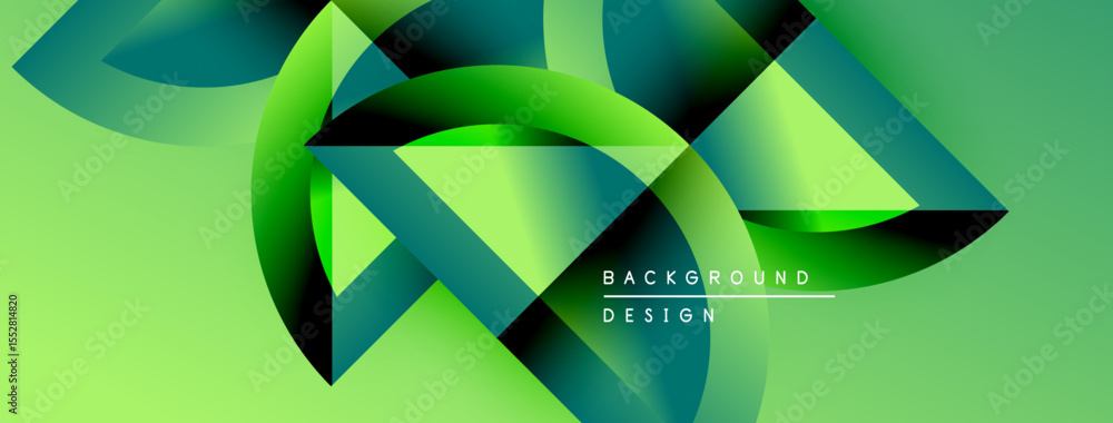 Poster Abstract green design. Dynamic flowing shapes create modern background. Gradient colors, smooth transitions, visual harmony.