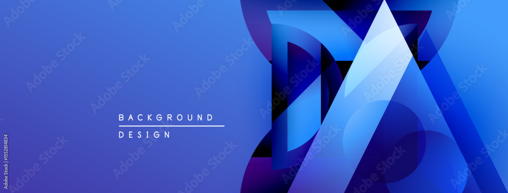 Aufkleber Abstract blue design features overlapping geometric shapes. Gradient colors create depth, modern aesthetic. Text reads background design.