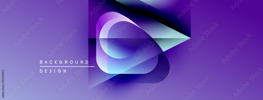 Poster Abstract purple design features flowing shapes, gradients. Modern visual element suitable for backgrounds, presentations.