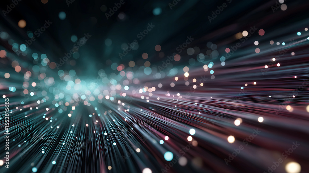 Aufkleber digital data stream: abstract representation of high-speed data transfer, featuring streaks of light