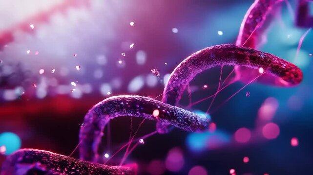 The mesmerizing dance of DNA: A vibrant, artistic representation of genetic code.