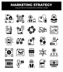 Collection of 25 Marketing Strategy Icons: A Visual Guide to Business Growth