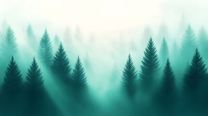 Obraz premium Light and Shadow in a Foggy Pine Forest Illustration