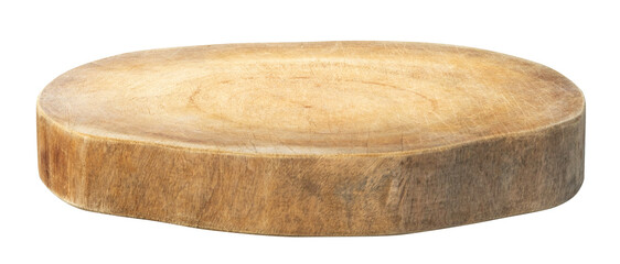 Wooden oval kitchen board or empty round wooden. Light brown round wooden display stand. Simple round wooden display stand. 