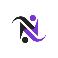 Dynamic Abstract N Human Flow Logo