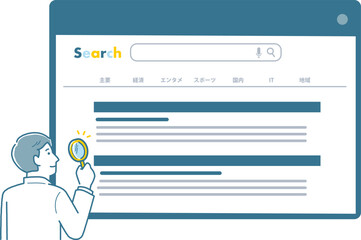 タブレットで検索している男性パーソン