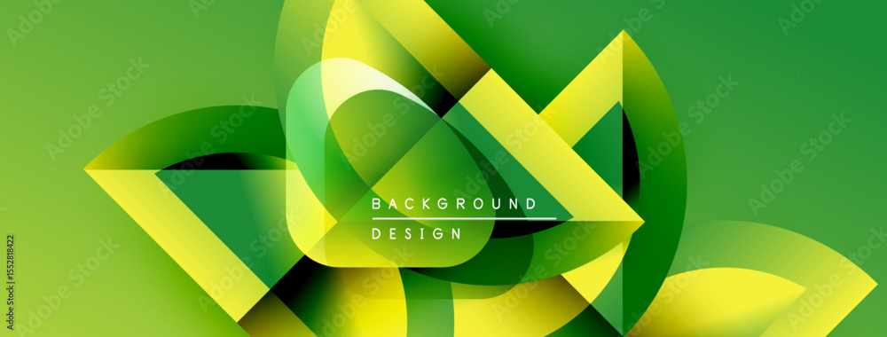 Poster Abstract green yellow design. Dynamic shapes overlap creating modern visual effect. Gradient colors provide depth, texture.