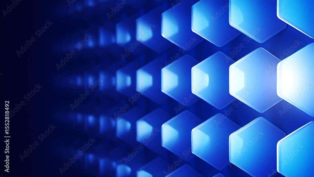 Poster abstract digital circuit board pattern with blue glowing lines and dots on dark background