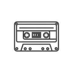 Obraz premium A simple line drawing of a compact cassette tape, showing its plastic casing, magnetic tape windows, and reel hubs