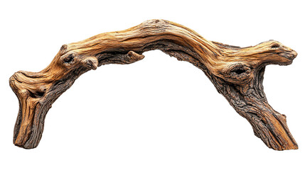 Fototapeta premium Dry curved rustic wooden branch isolated on transparent background. PNG
