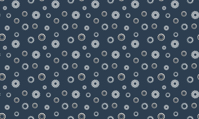 Vector seamless pattern of metal gears on a blue background. Industrial background.