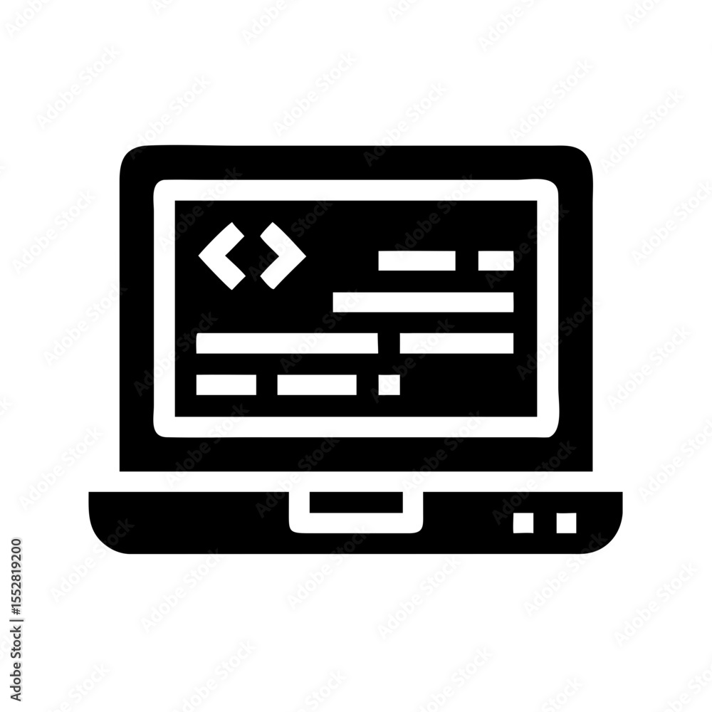 Poster laptop displaying code isolated on white background represents programming