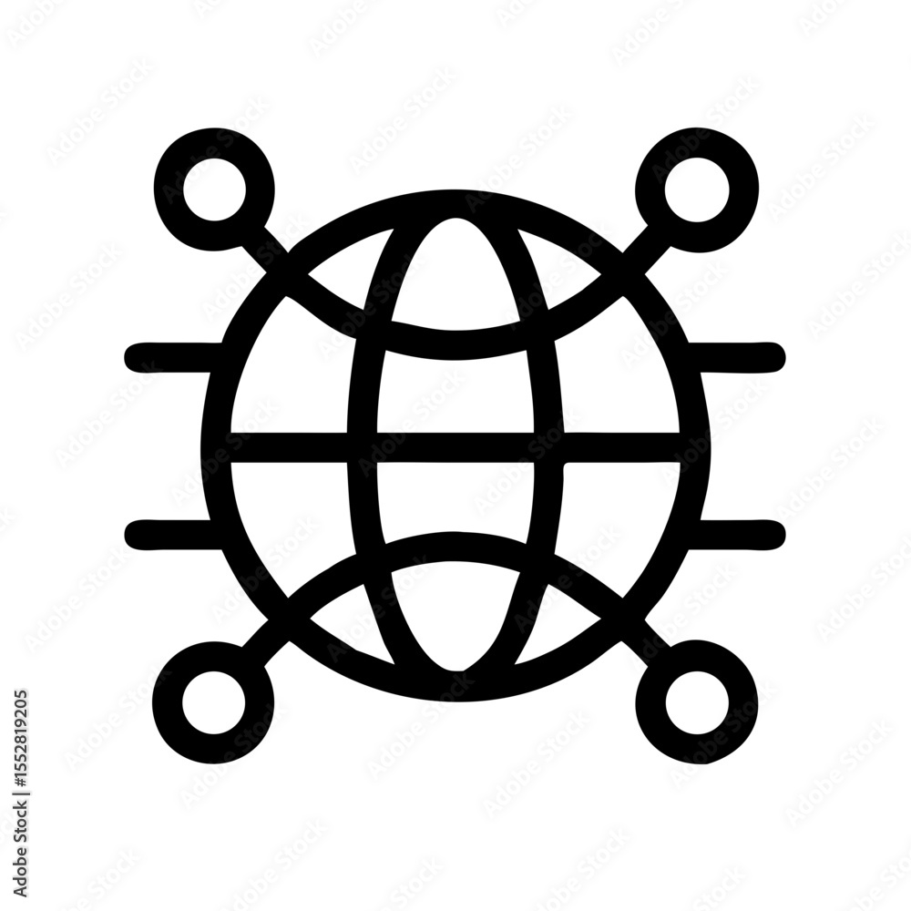 Poster globe with network connections represents global communication isolated on white background