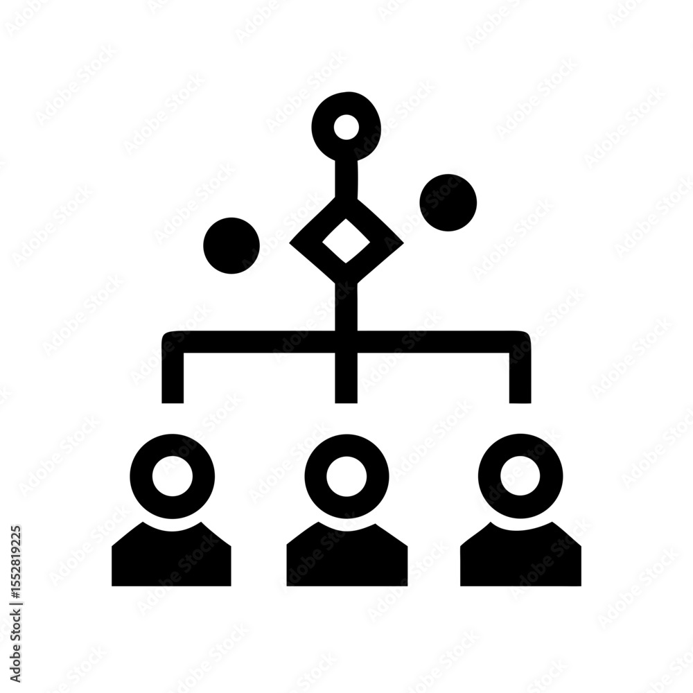 Poster an organizational chart illustrates the hierarchy and structure of a business isolated on white back