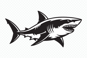 stylized shark vector graphic featuring aggressive design for branding, advertising, and print projects