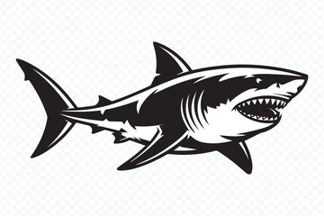 Obraz premium detailed shark vector silhouette showcasing predator theme for wildlife, underwater, and digital artwork