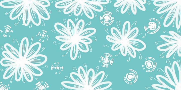 Summer Pattern Elegant Teal and White Floral Pattern Seamless Texture for Design Projects