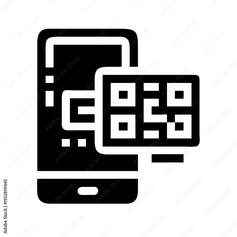 Aufkleber a smartphone displays a qr code for scanning isolated on white background