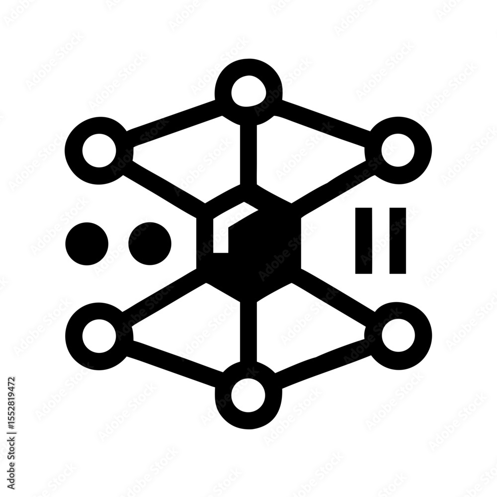 Poster illustration of a molecule structure isolated on white background representing science and technolog
