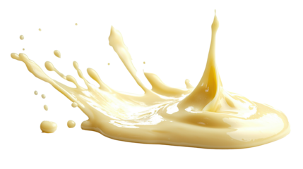Soft mayonnaise splash isolated on transparent background. PNG