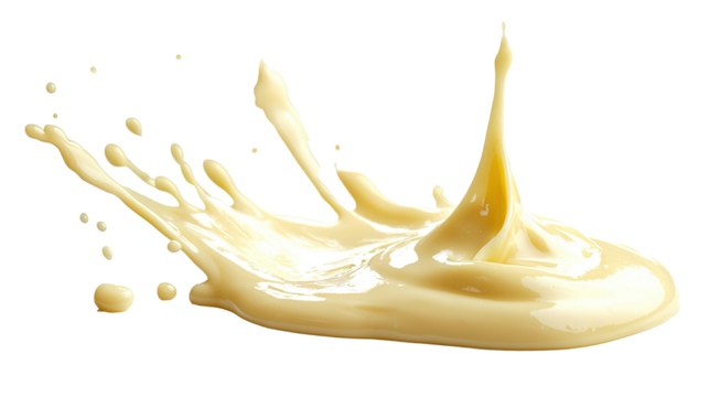 Soft mayonnaise splash isolated on transparent background. PNG