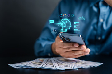 Ai for generate income financial growth and digital online marketing. AI investment, cash flow automation, fintech innovation, and digital wealth generation tools.