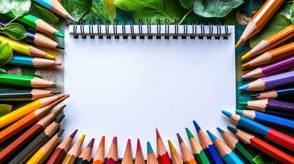  A Vibrant Arch of Art Supplies for Creativity. Inspiring Drawing, Coloring, and Artistic Expression on a Clean White Background.