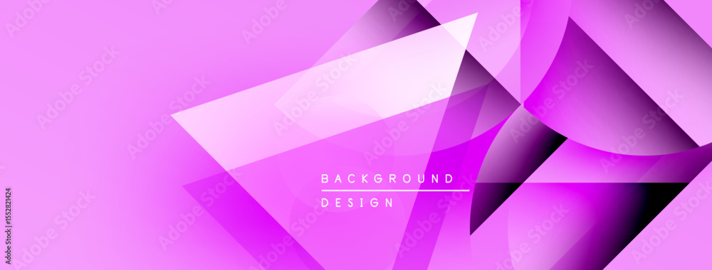 Poster Abstract pink background. Geometric shapes overlap creating dynamic visual effect. Modern design elements present.