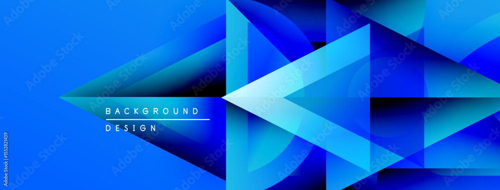 Aufkleber Abstract blue geometric shapes create dynamic background. Gradient colors suggest depth, modern design elements present.