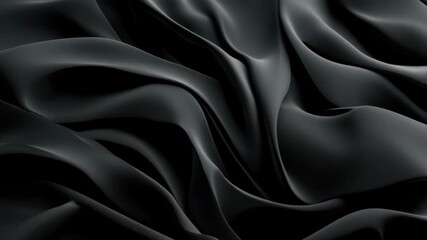 Smooth black fabric abstract wave luxury texture with elegant folds, soft material, and modern design flowing textile, dark drapery, seamless pattern, sophisticated and stylish background with gentle - Powered by Adobe