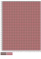 Autumnal Tartan Fabric Swatch with Measurement Markings and Color Palette Displayed Below the Pattern This