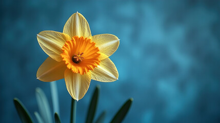 Radiant Yellow Daffodil: A Beacon of Spring's Arrival & New Beginnings. Its Golden Petals and Trumpet Shine Against a Soft, Blurry Green Background, Symbolizing Hope and Rebirth.

