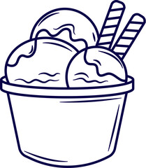 Ice cream in a cup. Cup ice cream. Frozen Yogurt Icon. Paper ice cream cup isolated on white background. Vector illustration