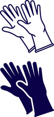 Set of hands gloves vector. Hand glove icon Simple outline illustration set