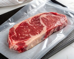 Premium steak packaged in a professional, high-quality vacuum bag for sale.