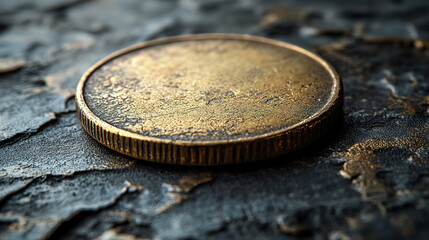 Aged Bronze Coin: Blank Canvas of History & Value, Resting on Textured Stone. Symbolizing Potential, Customization, and Untapped Worth – A Foundation for New Beginnings.

