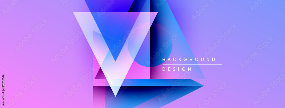 Aufkleber abstract geometric design. vibrant purple, blue gradients create layered triangular shapes. modern a