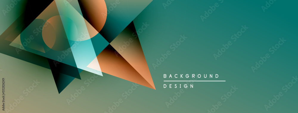 Aufkleber abstract geometric shapes overlap, creating dynamic composition. teal, orange hues dominate design. 
