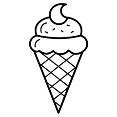 Minimalist Ice Cream Cone Line Art