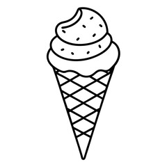Minimalist Ice Cream Cone Line Art