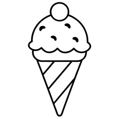 Minimalist Ice Cream Cone Line Art