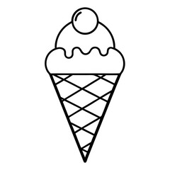 Minimalist Ice Cream Cone Line Art